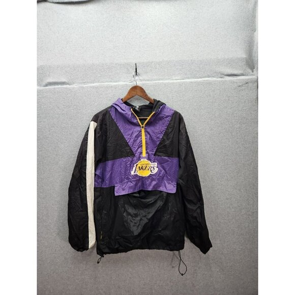 Vintage Los Angeles Lakers NBA Windbreaker Jacket Medium Black & Purple - Picture 1 of 5